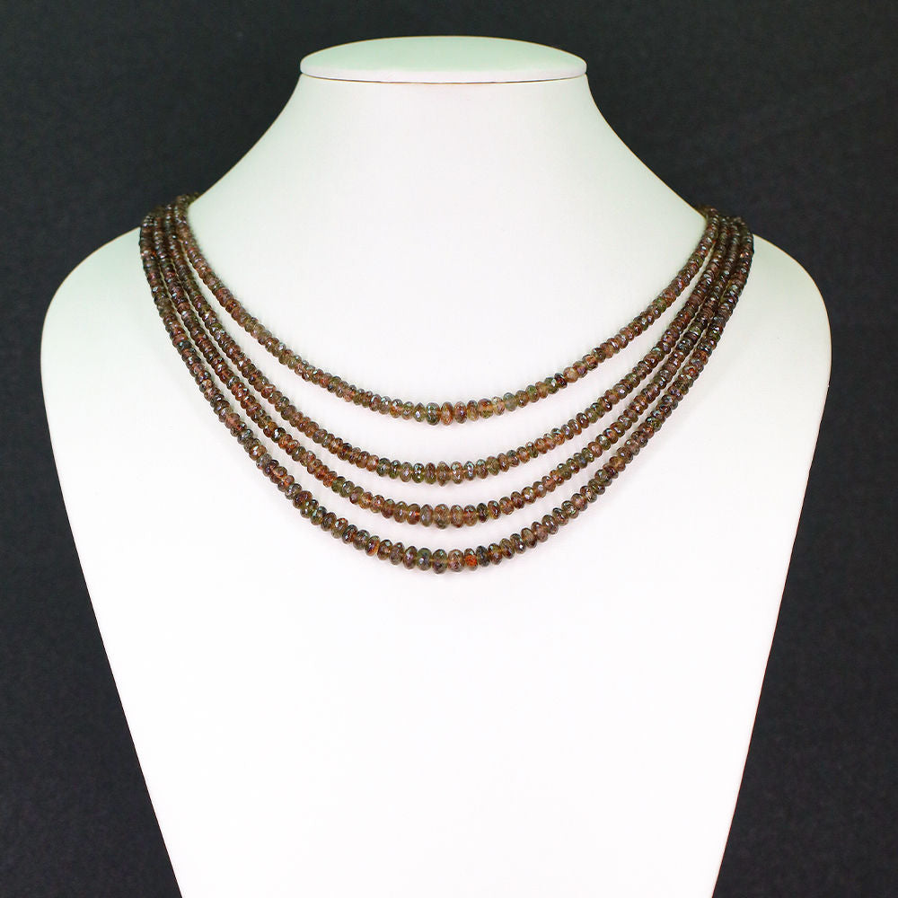 Andalusite 3.50mm to 7mm Rondelle Faceted Beaded Necklace