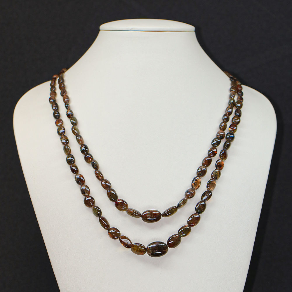 Andalusite 4x3mm to 18x14mm Smooth Oval Beaded Necklace