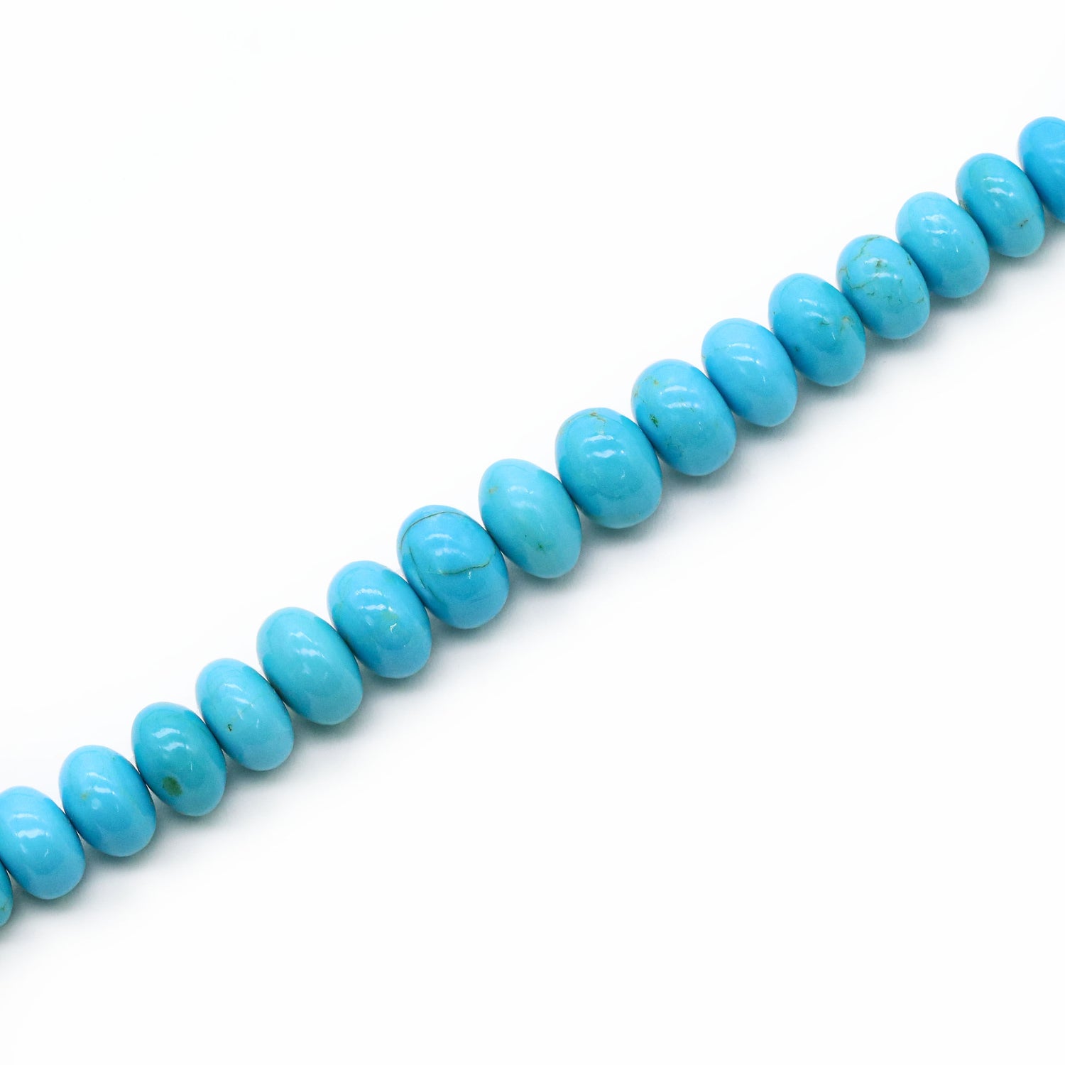 Turquoise (Arizona Natural) 3mm to 9mm Smooth Rondelle Beaded Necklace (16 Inch)