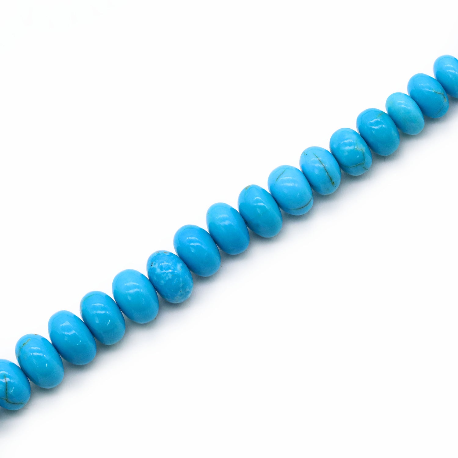Turquoise (Arizona Natural) 3mm to 9mm Smooth Rondelle Beaded Necklace (16 Inch)