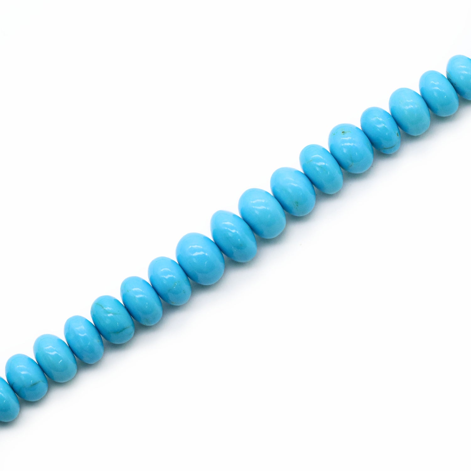 Turquoise (Arizona Natural) 3mm to 9mm Smooth Rondelle Beaded Necklace (17 Inch)