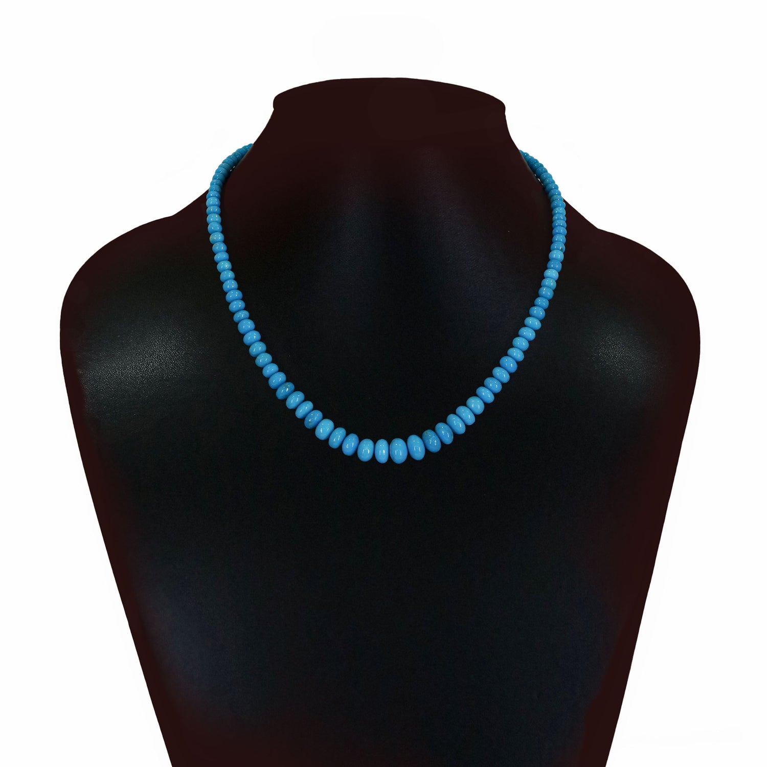 Turquoise (Arizona Natural) 3mm to 9mm Smooth Rondelle Beaded Necklace (16 Inch)