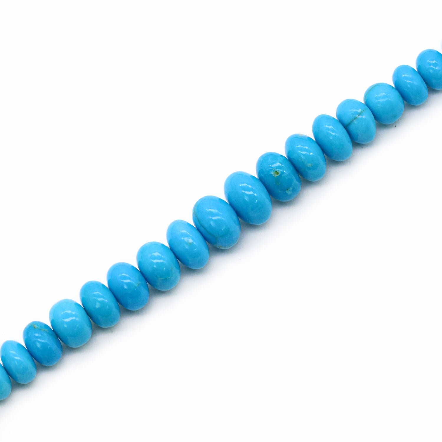 Turquoise (Arizona Natural) 3mm to 9mm Smooth Rondelle Beaded Necklace (16 Inch)