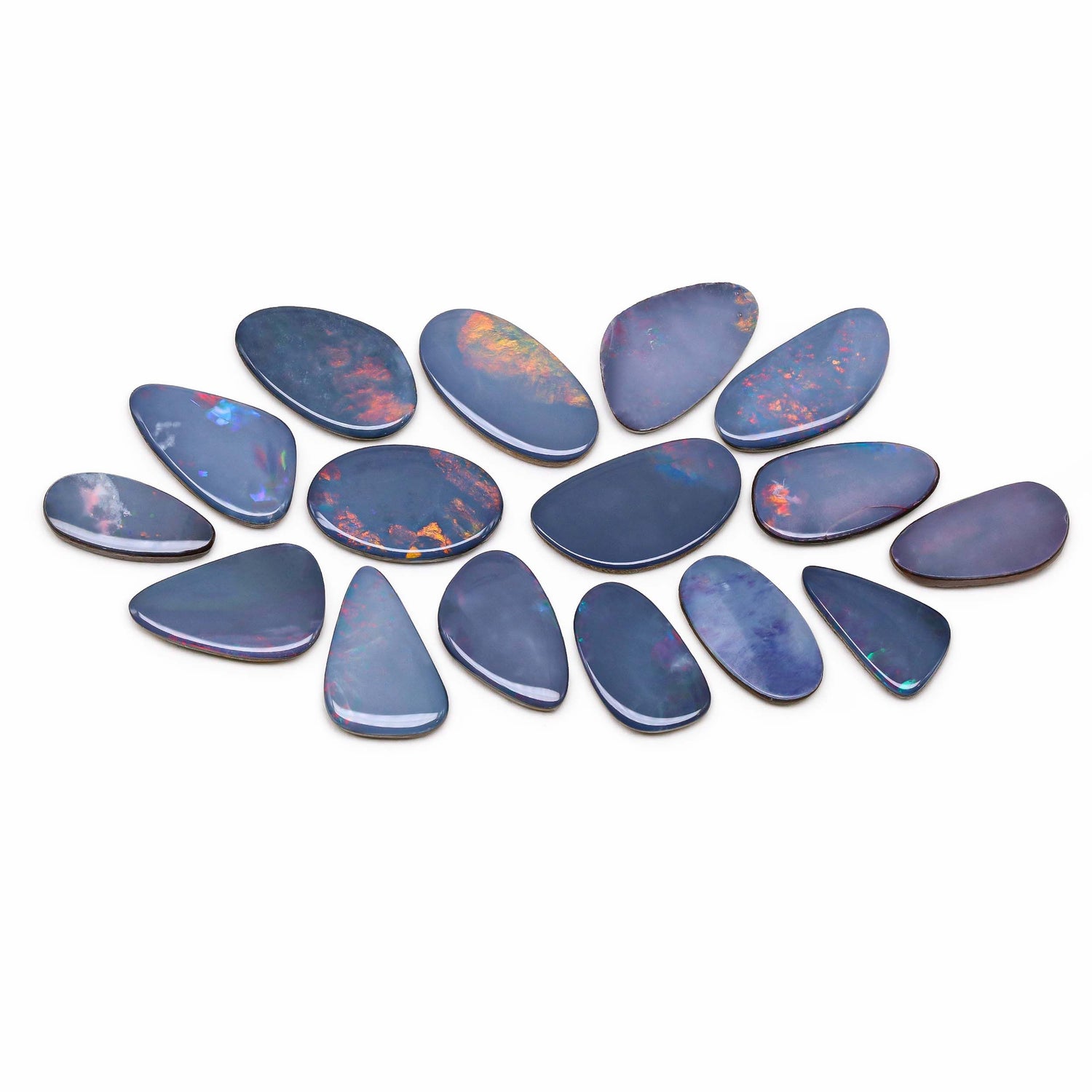 Australian Opal Doublet 14.50x6.50mm to 17.50x9.50mm Mix Smooth Slices