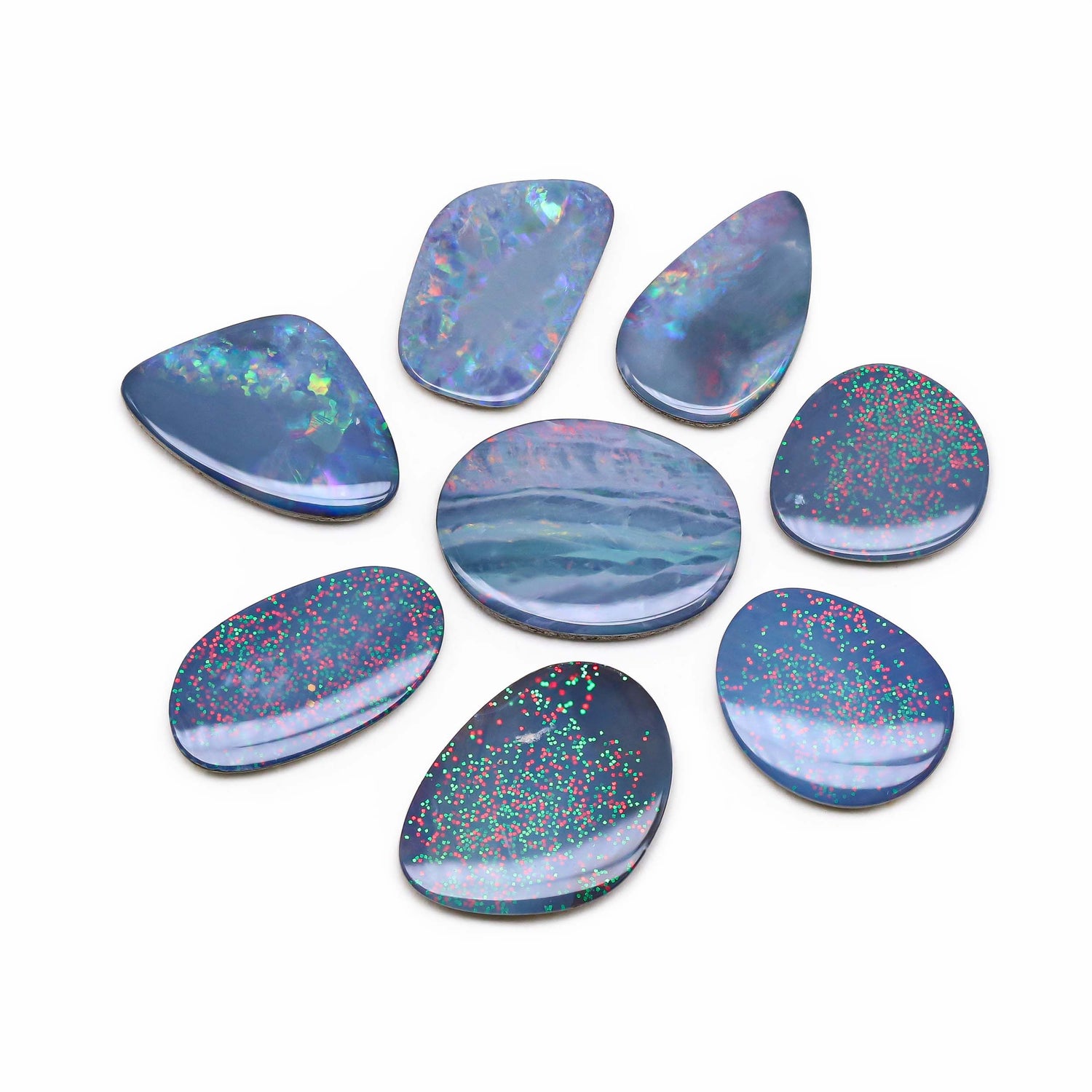 Australian Opal Doublet 13.50x12mm to 18x13mm Mix Smooth Slices
