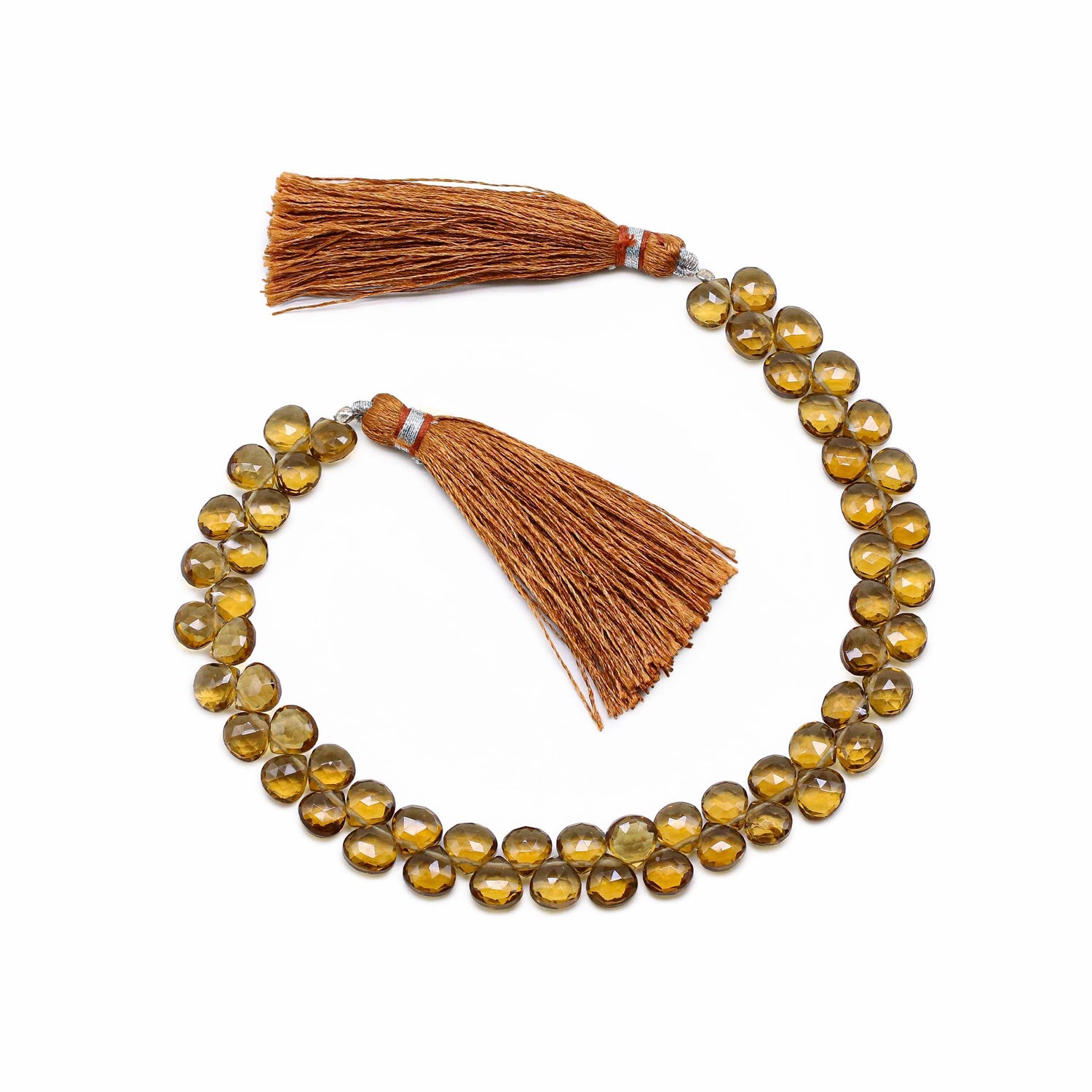 Beer Quartz 6.50mm Heart Shape Faceted Beads (8 inch)