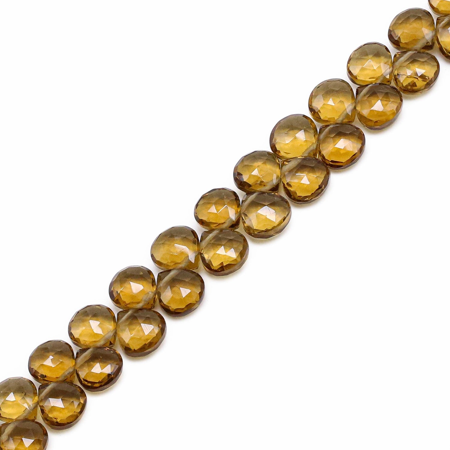 Beer Quartz 6.50mm Heart Shape Faceted Beads (8 inch)