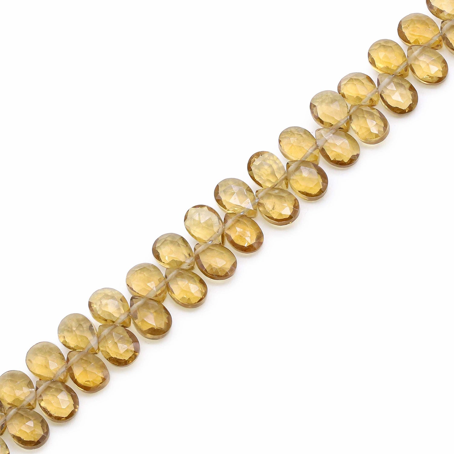 Beer Quartz 6x4mm Pear Faceted Beads (8 Inch)