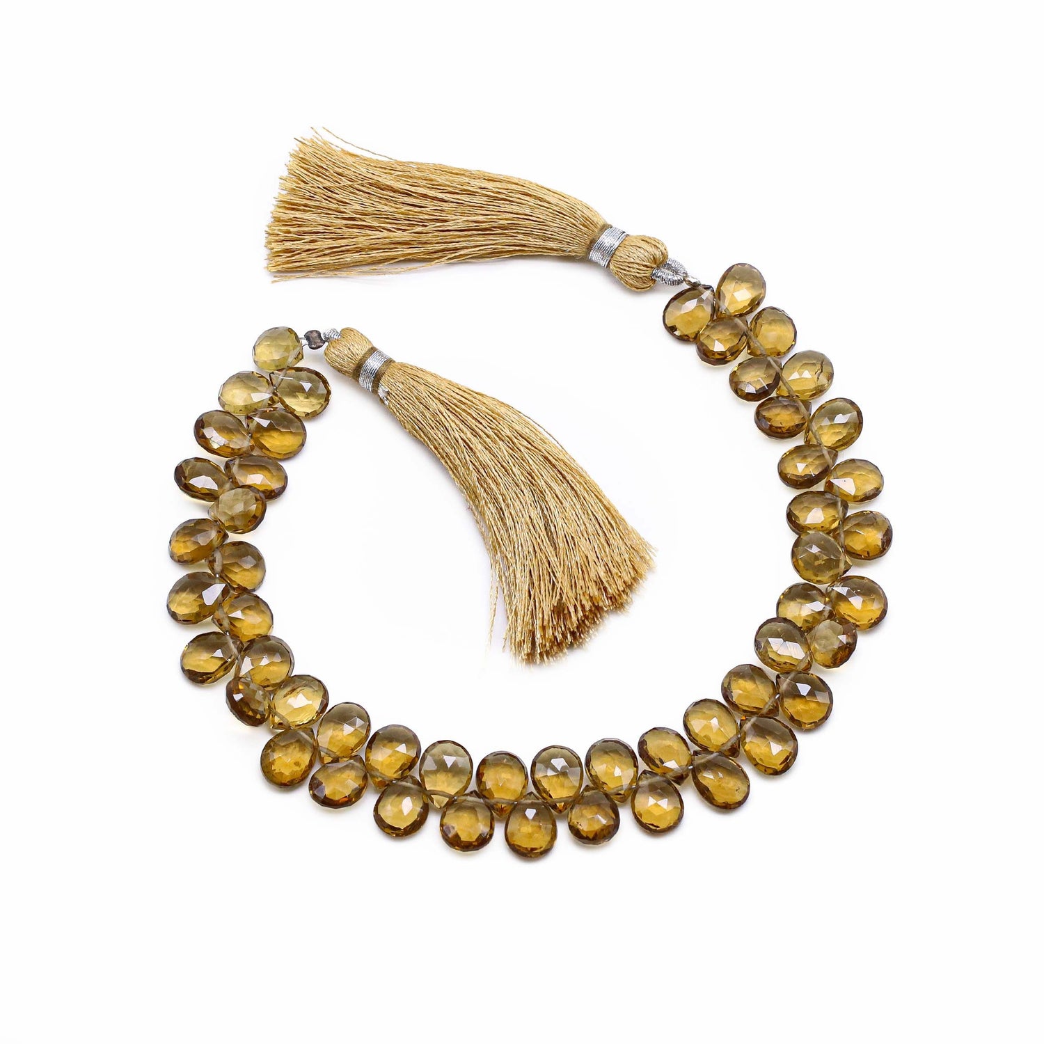 Beer Quartz 9x7mm Pear Faceted Beads (8 inch)