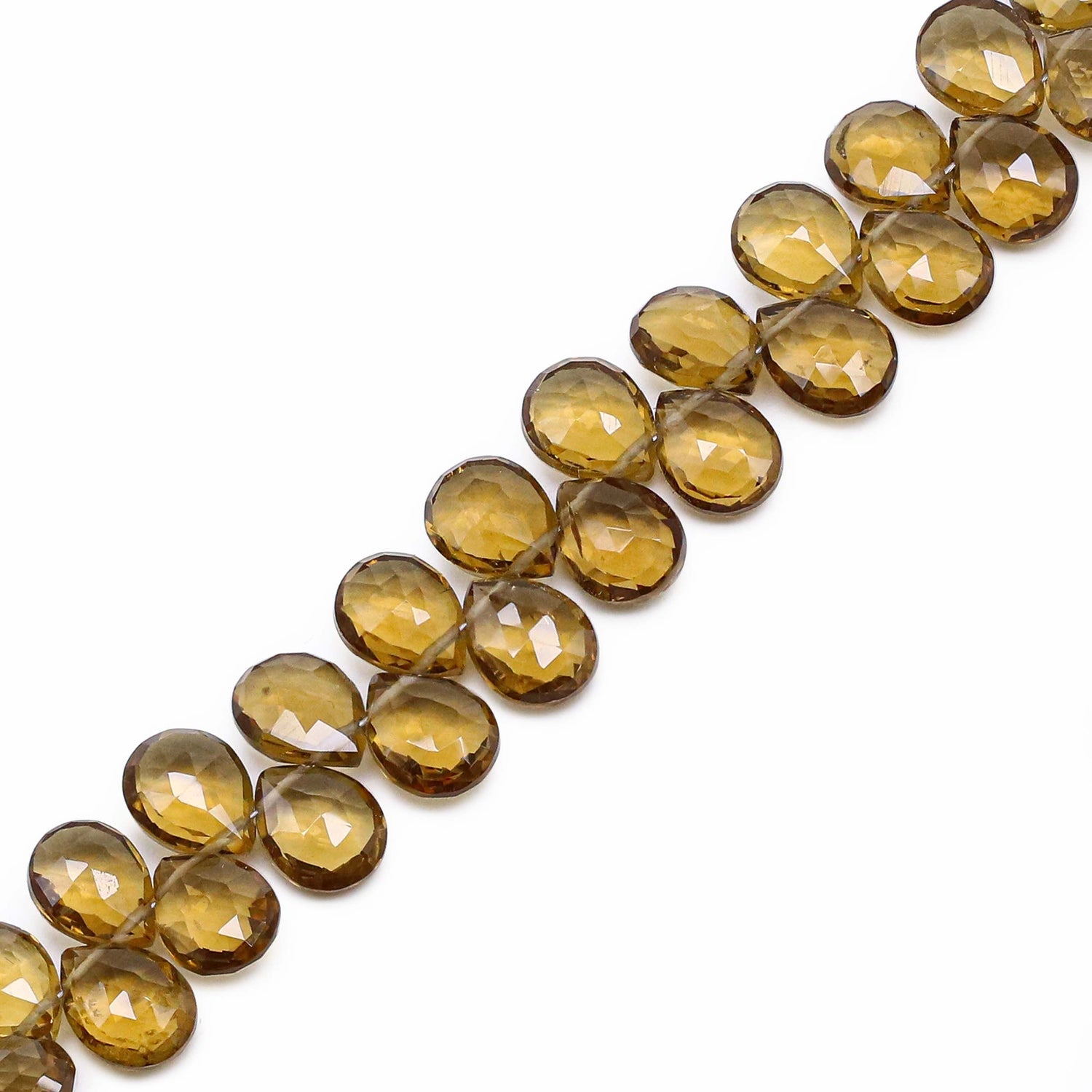 Beer Quartz 9x7mm Pear Faceted Beads (8 inch)