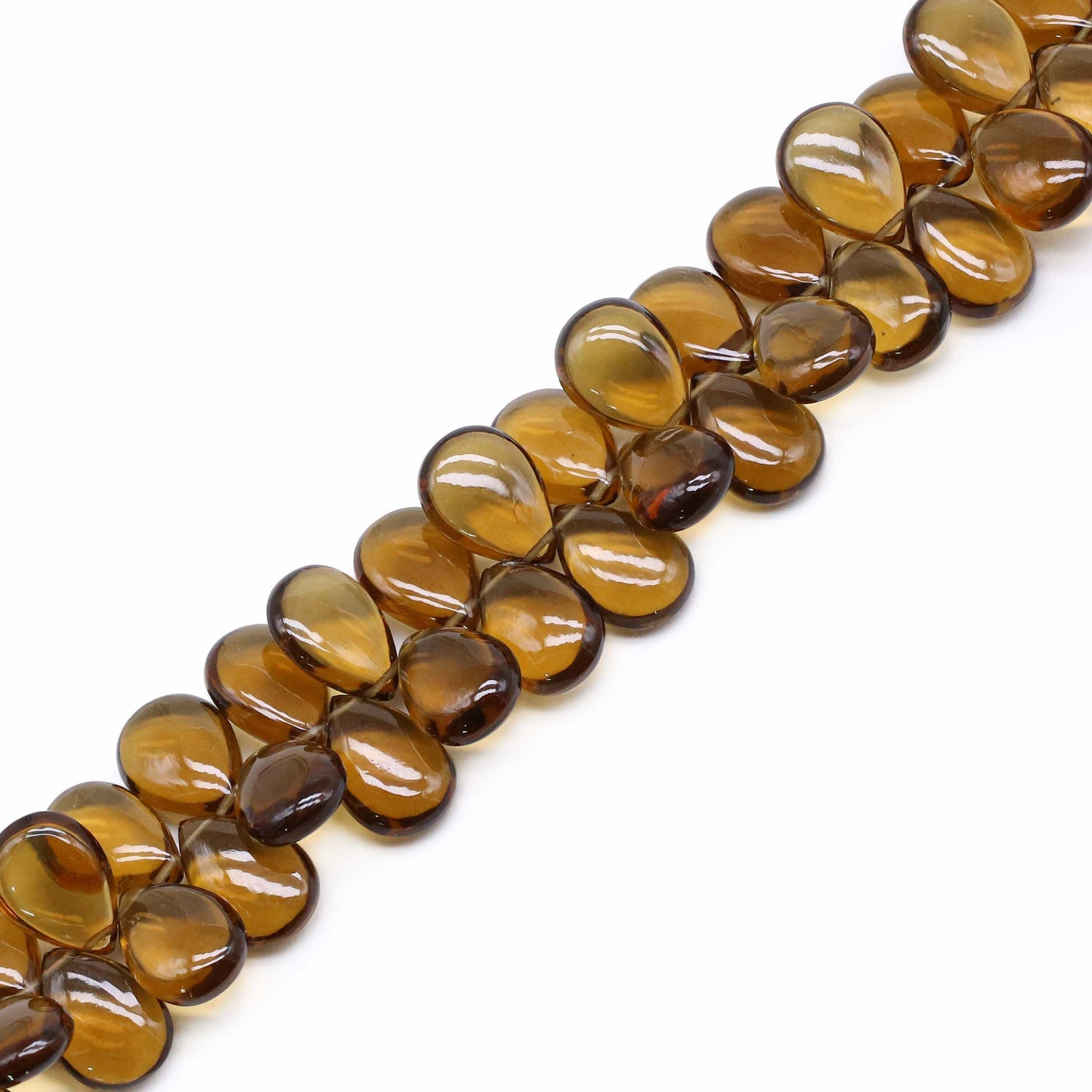 Beer Quartz 12x9mm Pear Smooth Beads (8 inch)