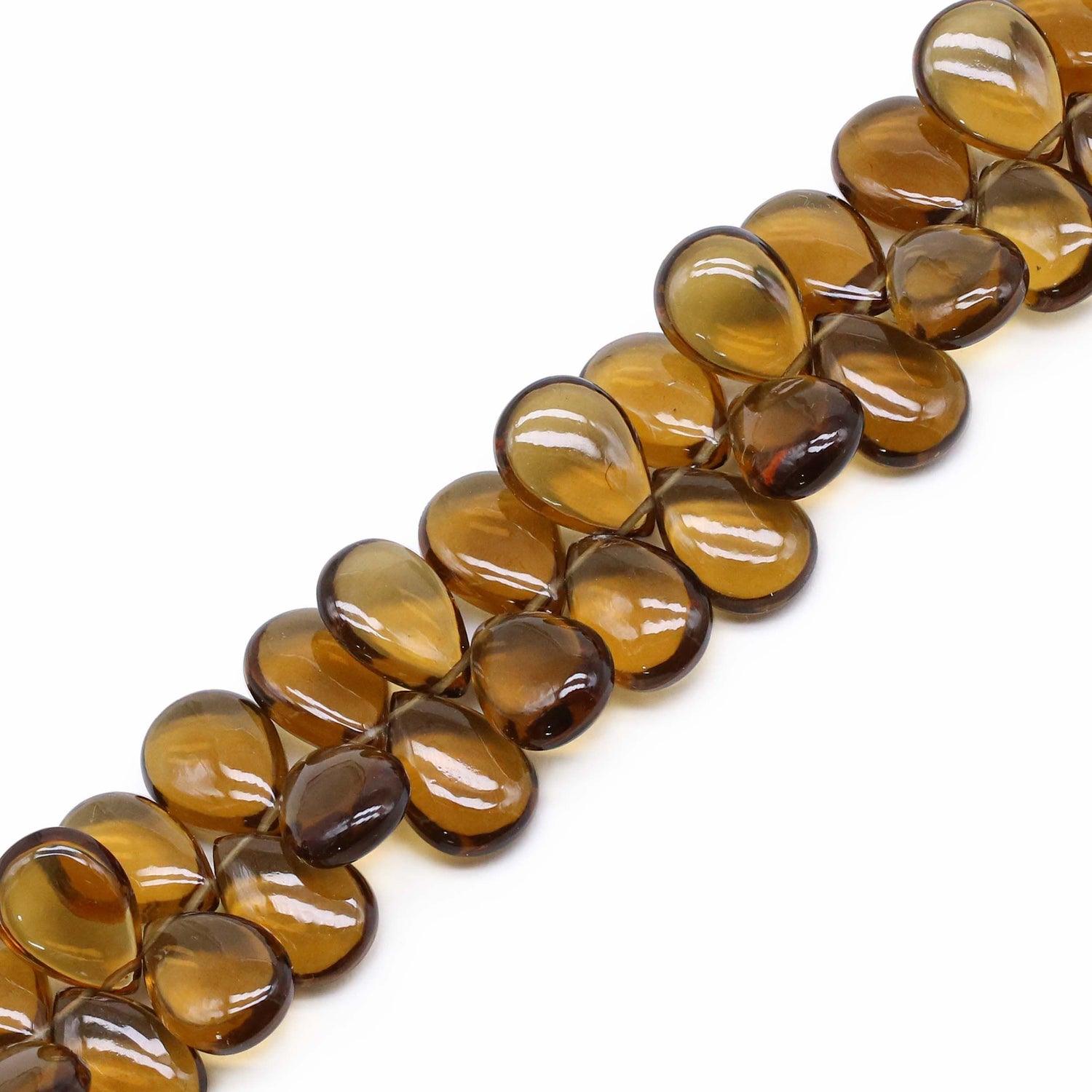 Beer Quartz 14x10mm Pear Smooth Beads (8 inch)