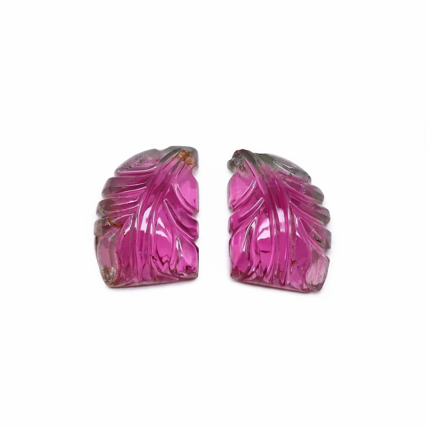 Bi-Color Tourmaline 12x9mm Carved Fancy Pair