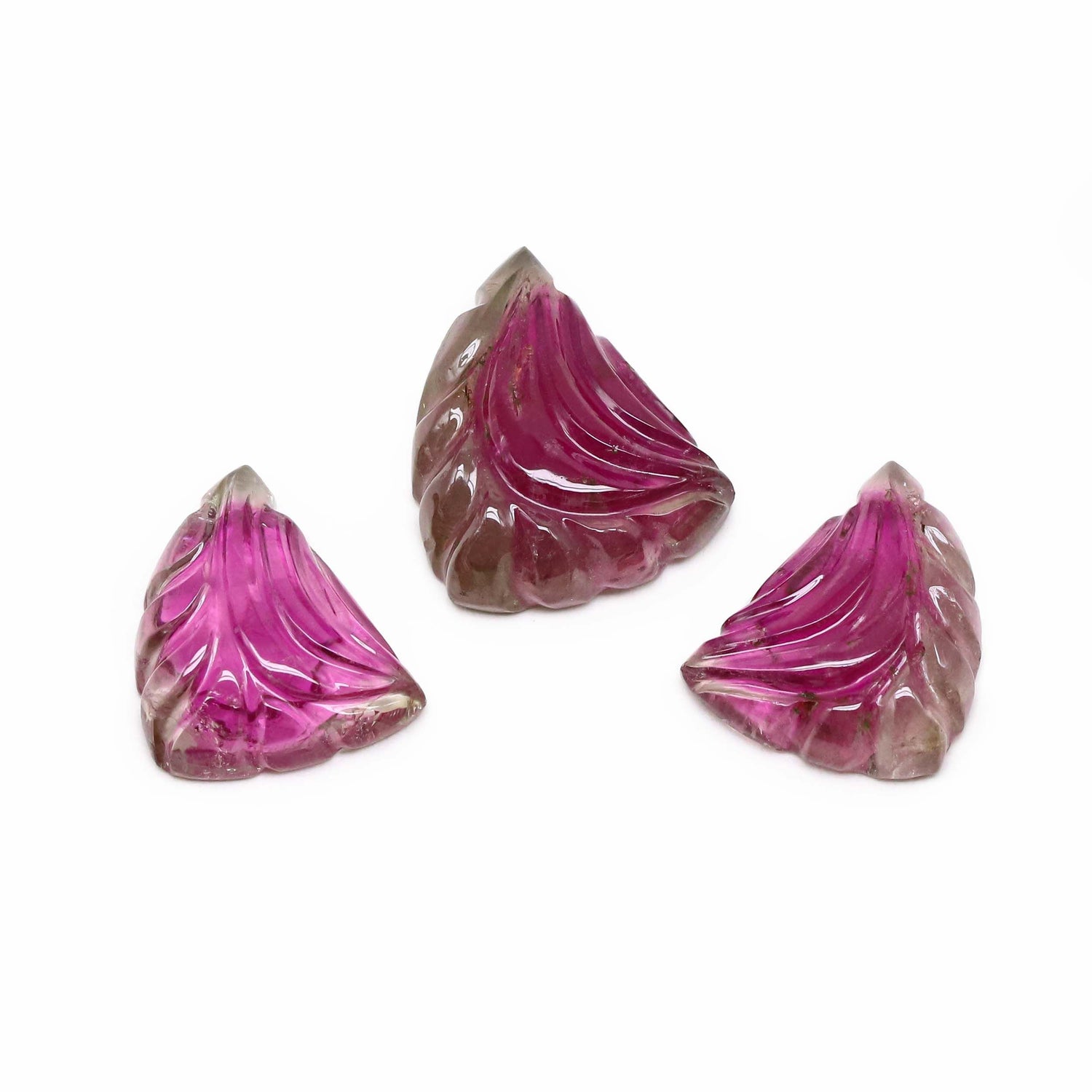 Bi-Color Tourmaline 16.50x13.40mm and 14.50x11.50mm Carved Fancy Shape Pendant with Earrings Set