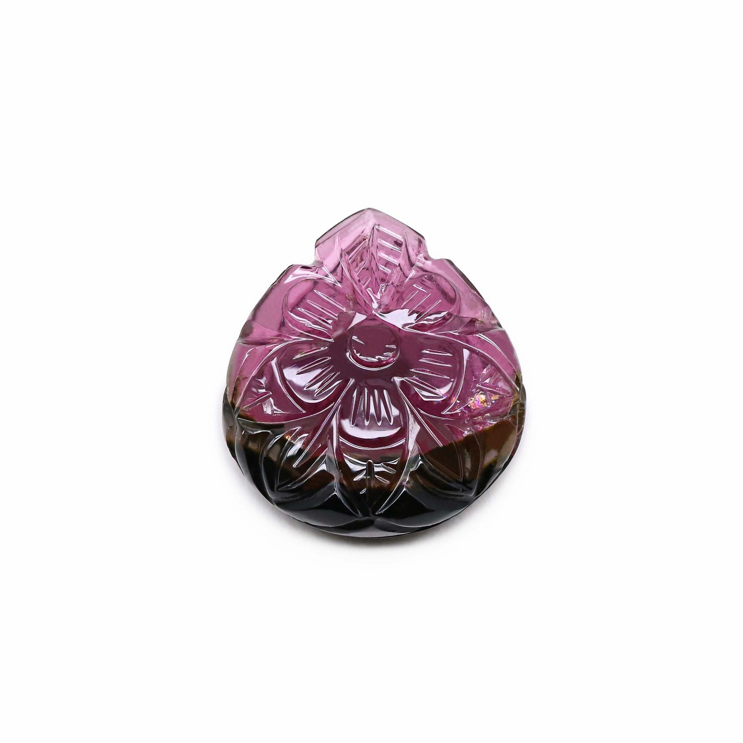 Bi-Color Tourmaline 21x19mm Carved Heart Shape Cabochon