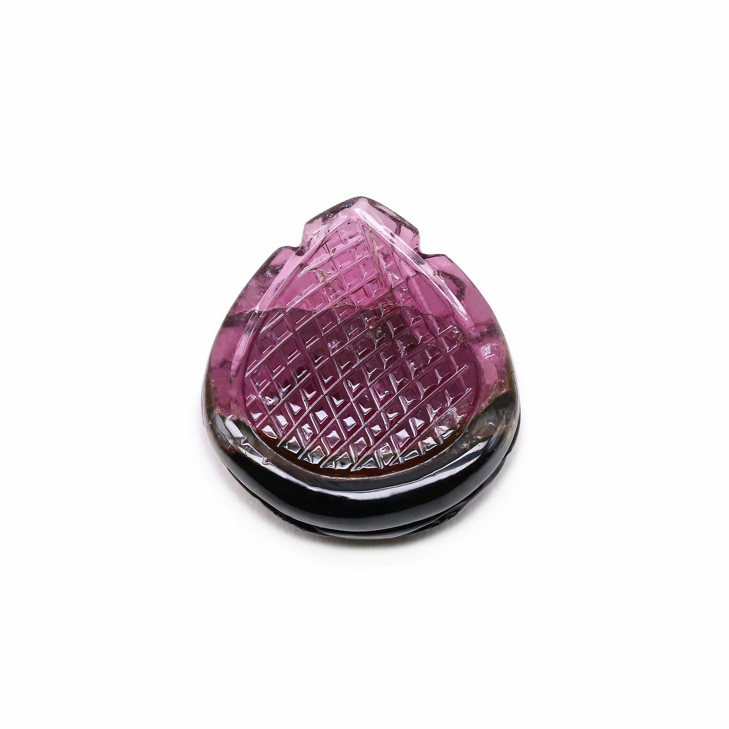 Bi-Color Tourmaline 21x19mm Carved Heart Shape Cabochon