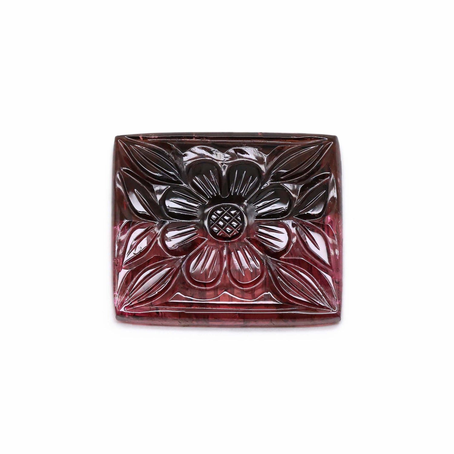 Bi-Color Tourmaline 28x24.50mm Carved Rectangle