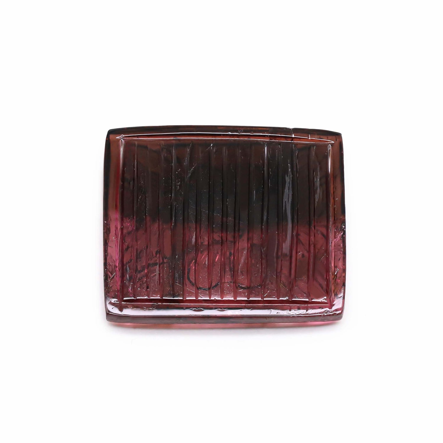 Bi-Color Tourmaline 28x24.50mm Carved Rectangle