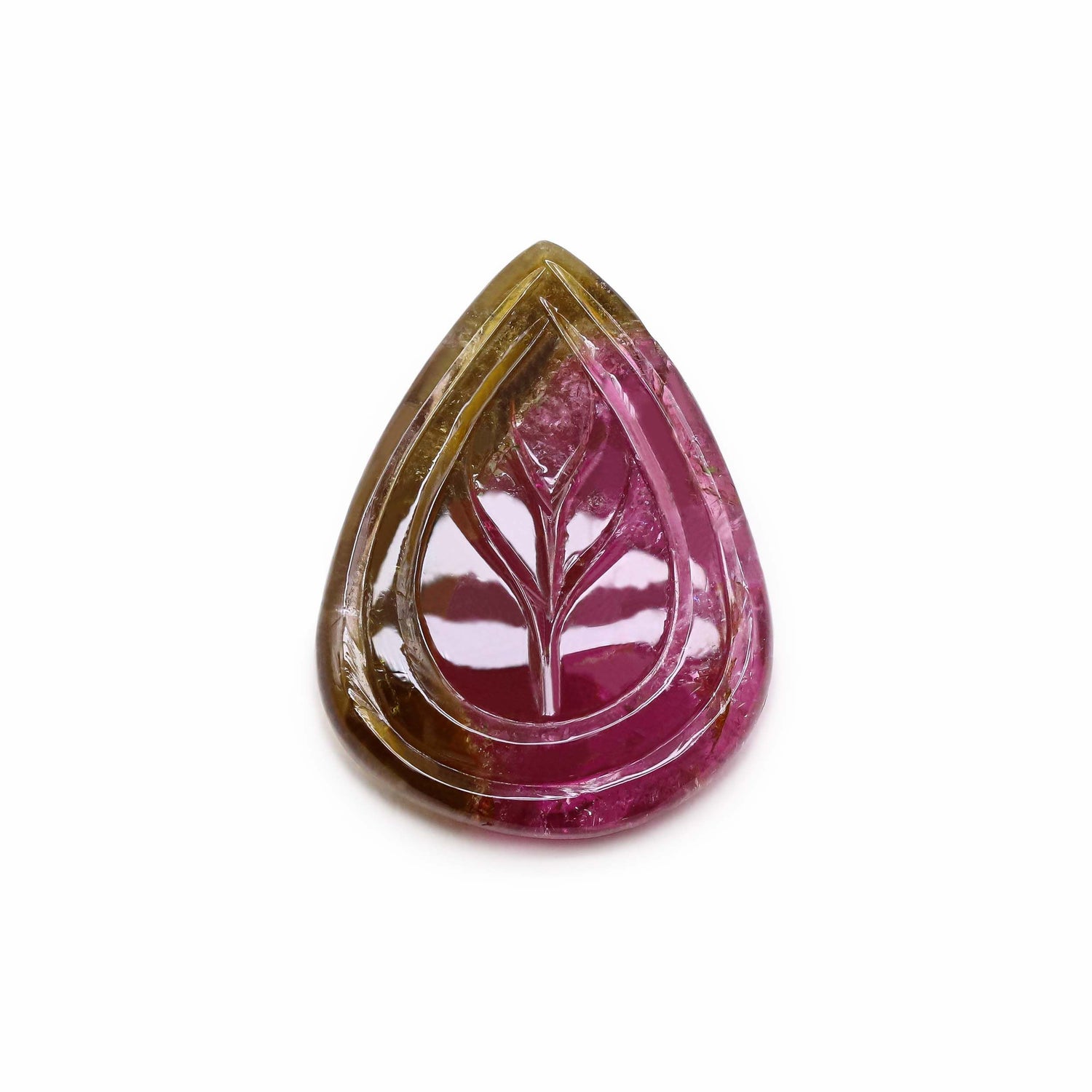 Bi-Color Tourmaline 29.50x21.50mm Carved Pear