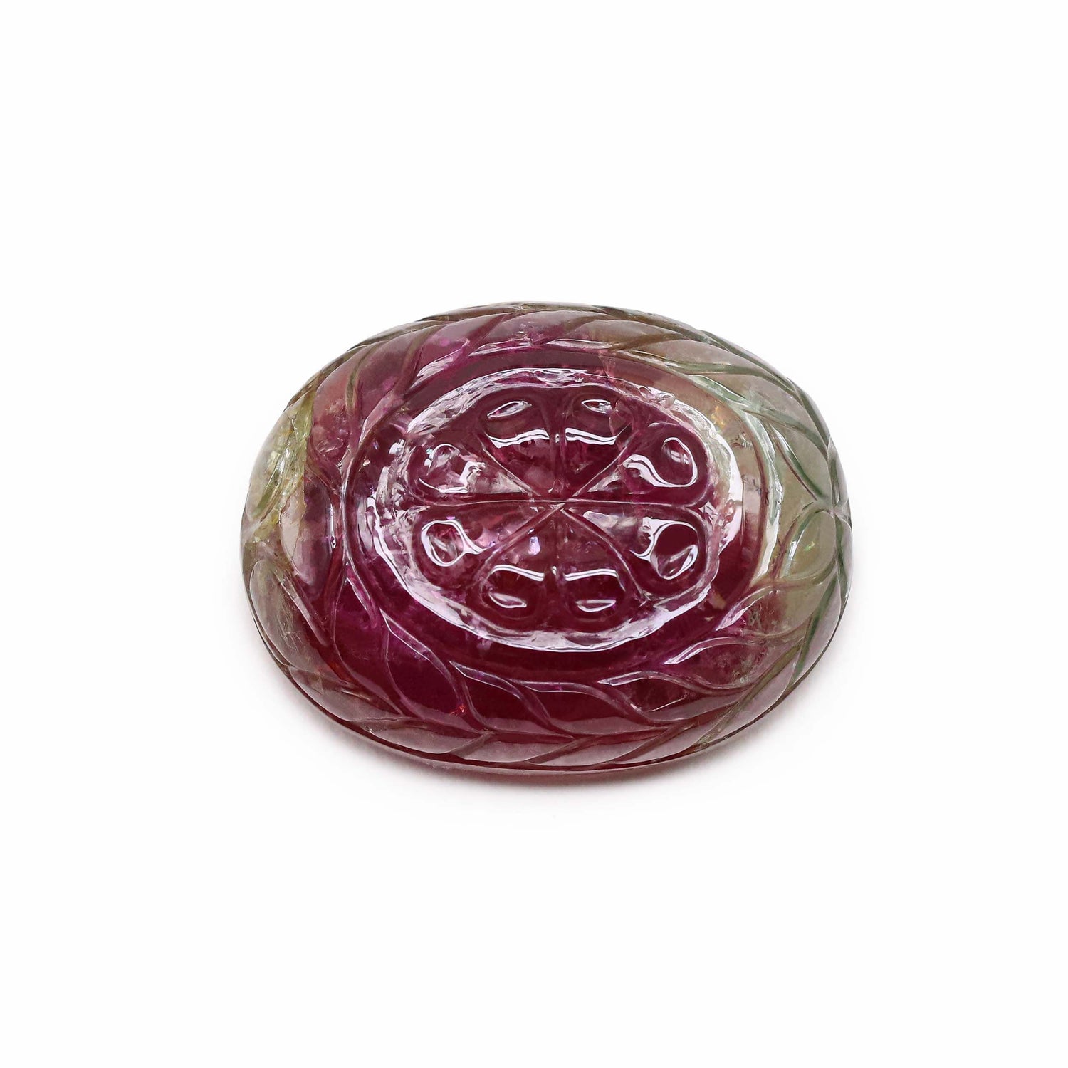 Bi-Color Tourmaline 29x22.50mm Carved Oval Cabochon