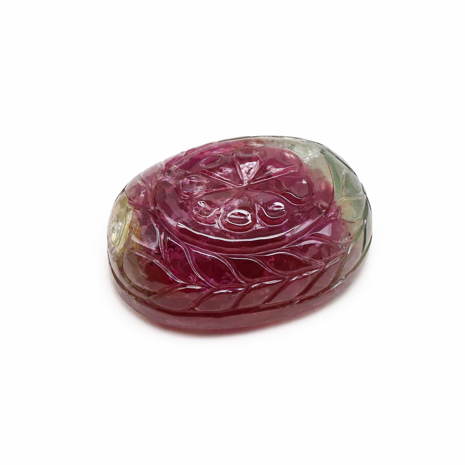 Bi-Color Tourmaline 29x22.50mm Carved Oval Cabochon