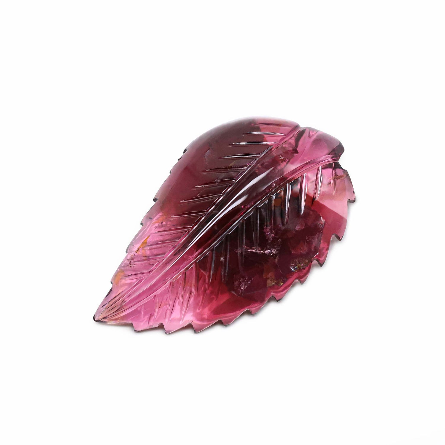 Bi-Color Tourmaline 35x21mm Carved Leaf