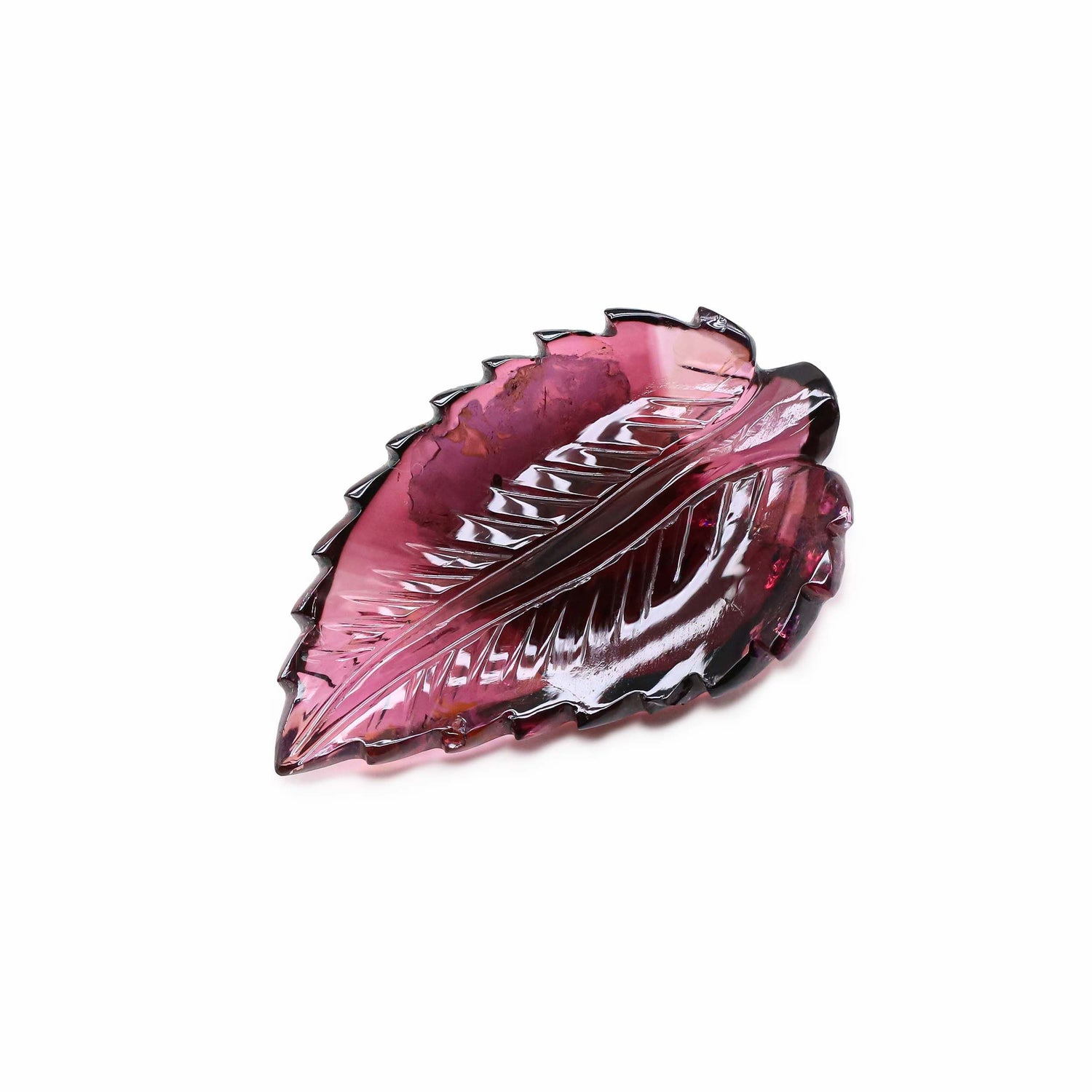 Bi-Color Tourmaline 35x21mm Carved Leaf
