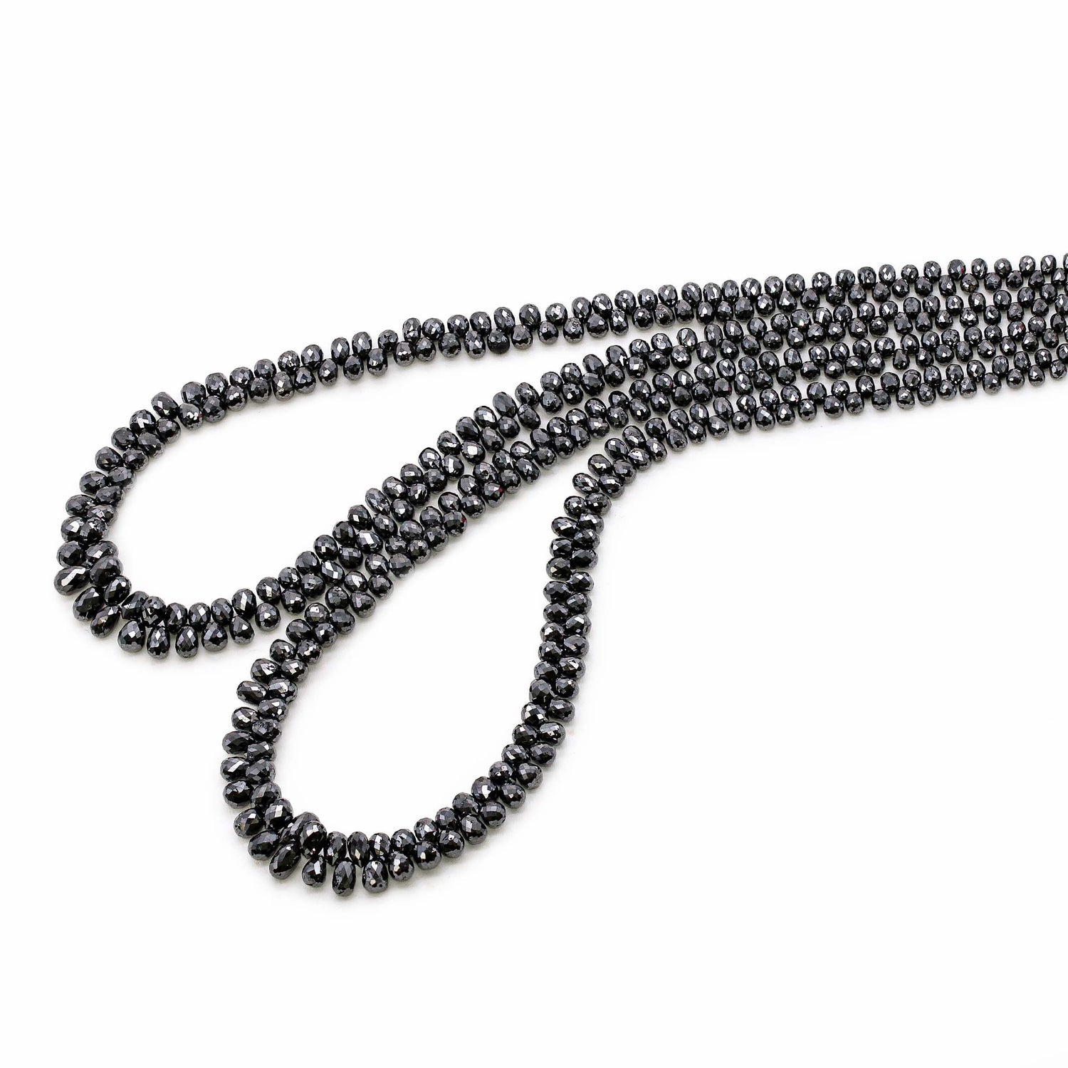 Black Diamond 3x2.50mm to 5x3.50mm Drops Faceted Beads (7.50 Inch)
