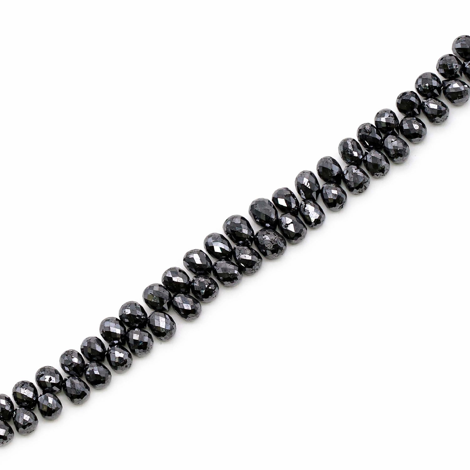 Black Diamond 3x2.50mm to 5x3.50mm Drops Faceted Beads (7.50 Inch)