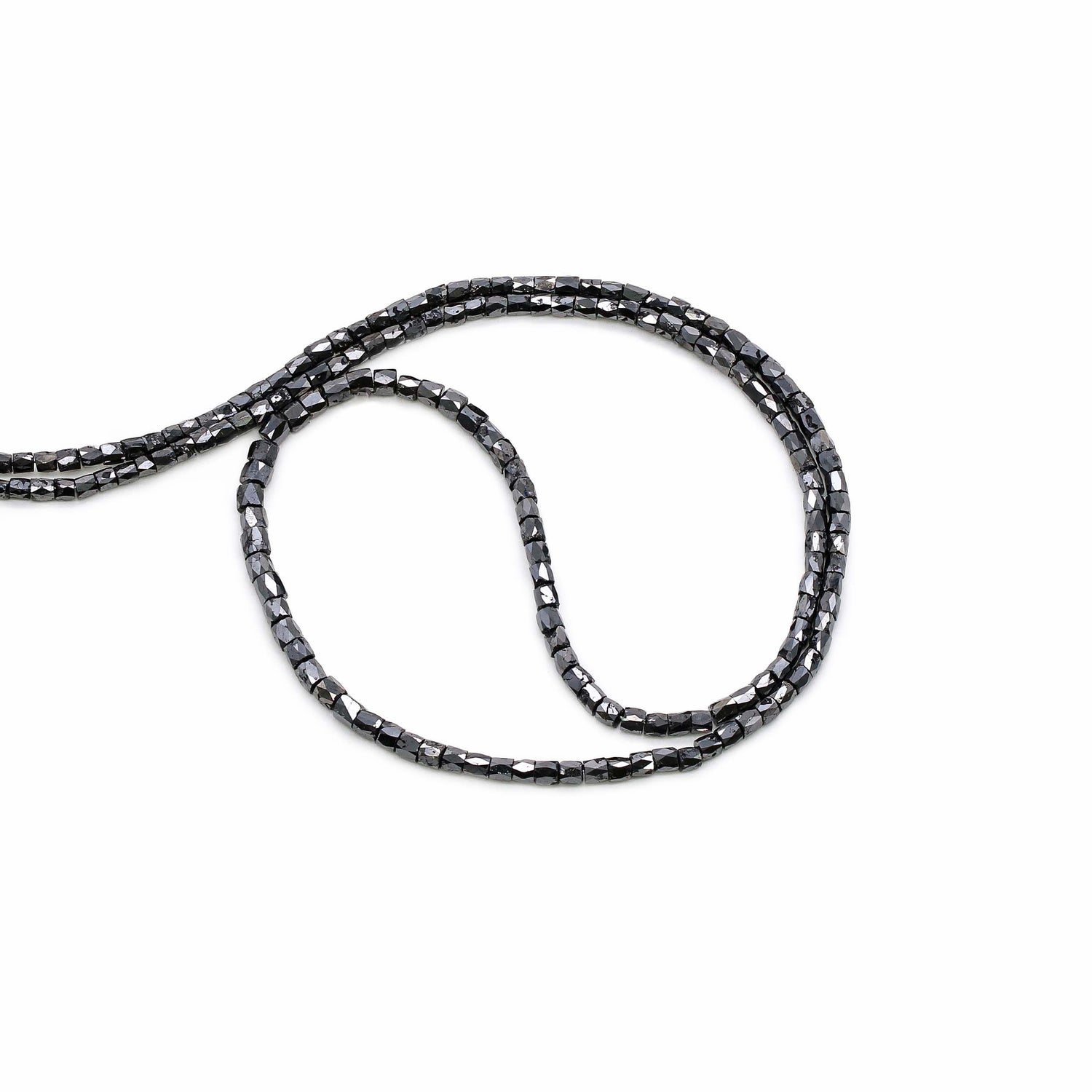 Black Diamond 2mm to 2.50mm Pipe Shape Faceted Beads (14 Inch)