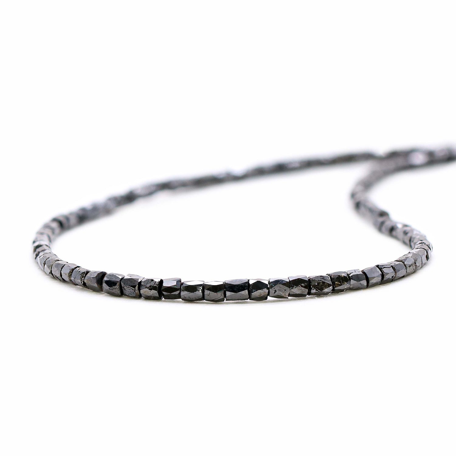 Black Diamond 2mm to 2.50mm Pipe Shape Faceted Beads (14 Inch)
