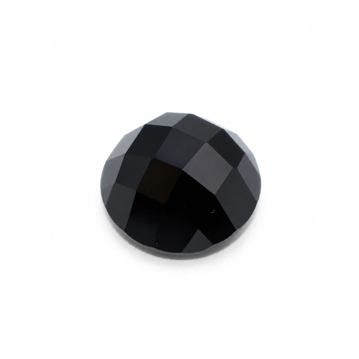 Black Spinel Checker Cutting Round Faceted Cab