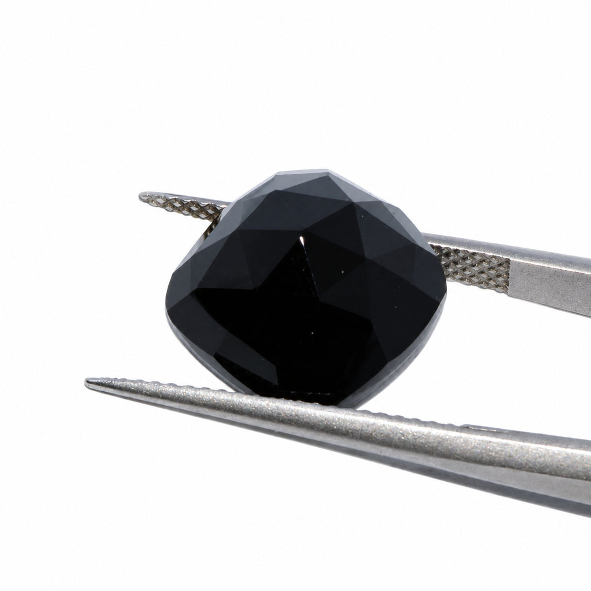 Black Spinel Rose Cutting Cushion Faceted Cab