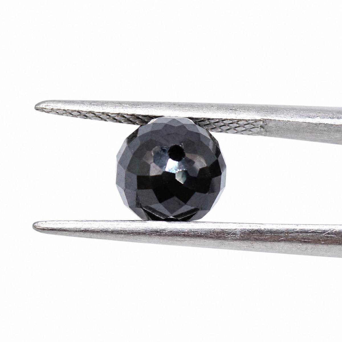 Black Spinel Faceted Round Balls (Half Drill)