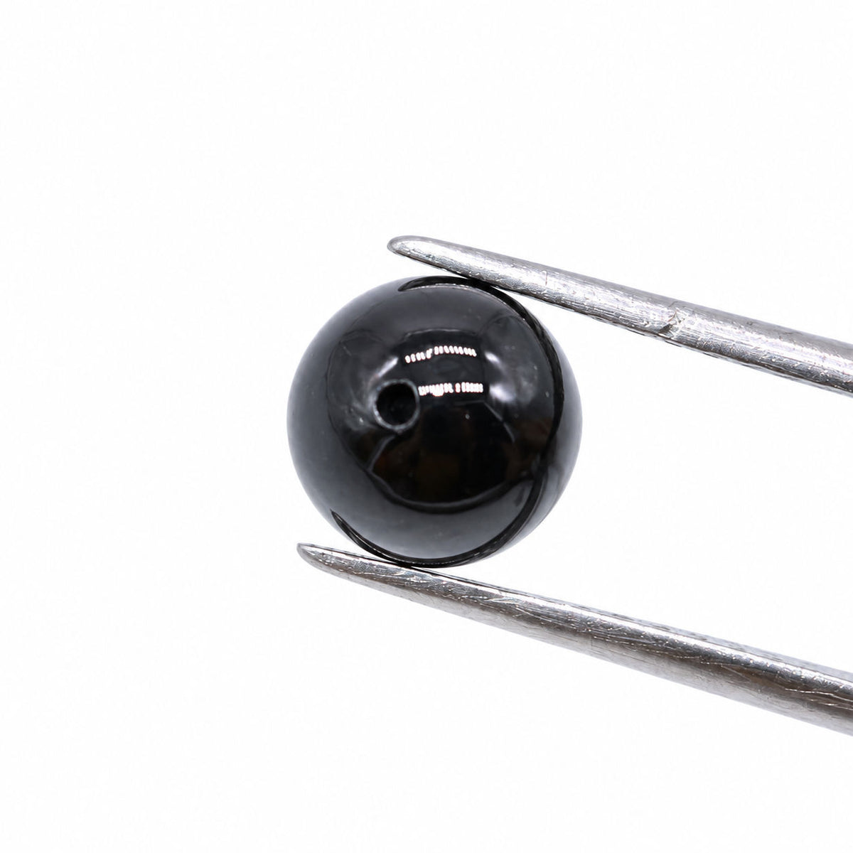 Black Spinel Smooth Round Balls (Half Drill)