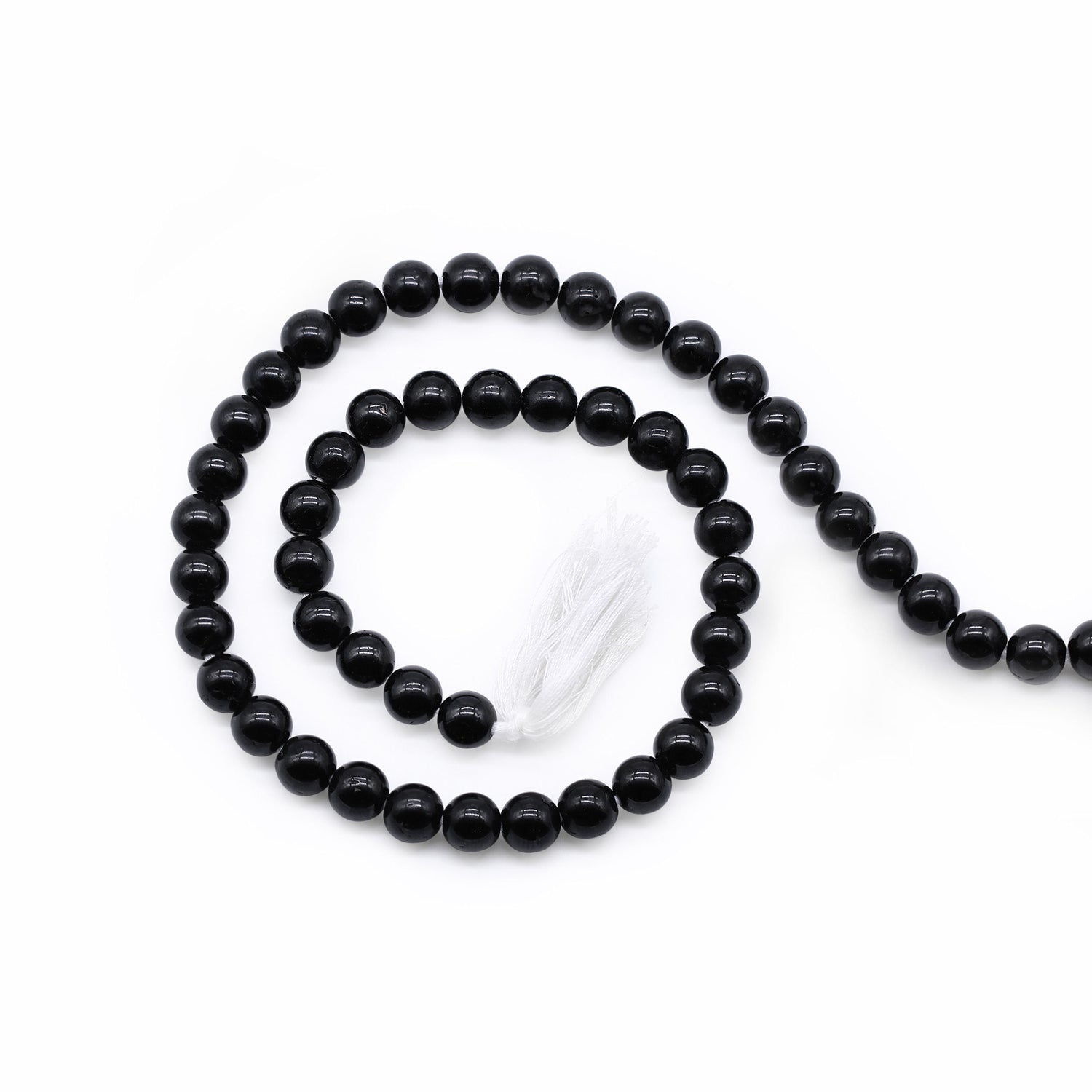 Black Tourmaline 7.50mm to 8mm Round Smooth Beads (16 Inch)