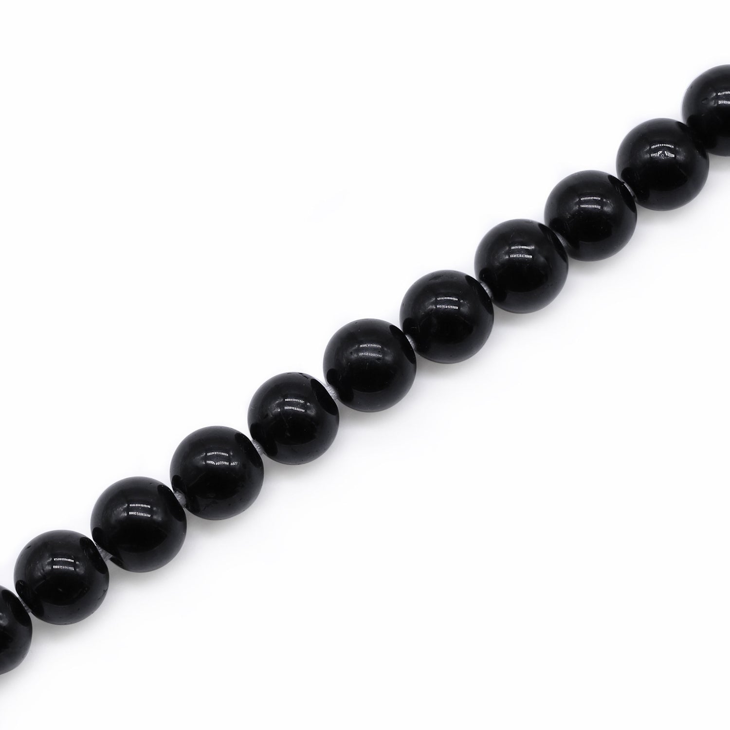 Black Tourmaline 7.50mm to 8mm Round Smooth Beads (16 Inch)