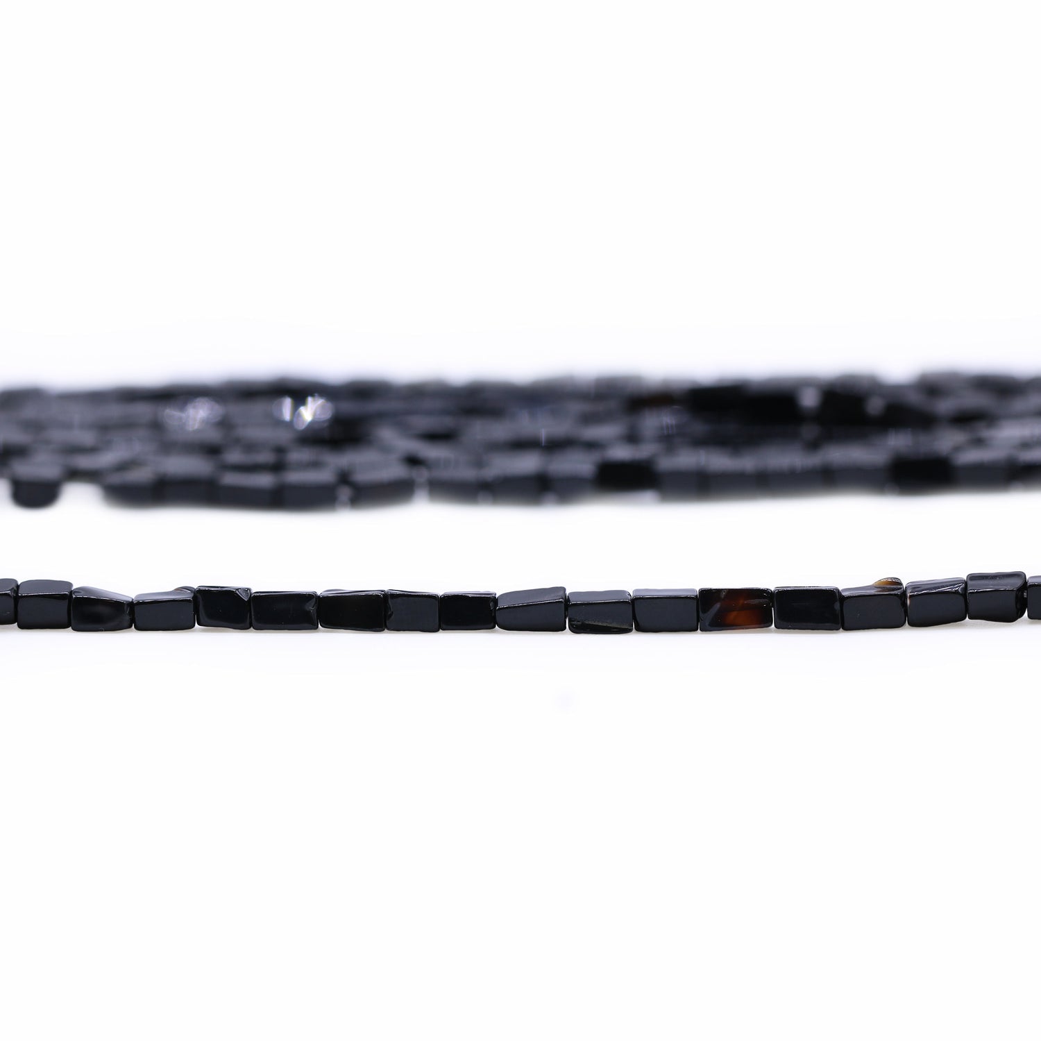 Black Tourmaline 5x3.50mm To 7x4.50mm Smooth Rectangle Cube Beads (15 Inch)