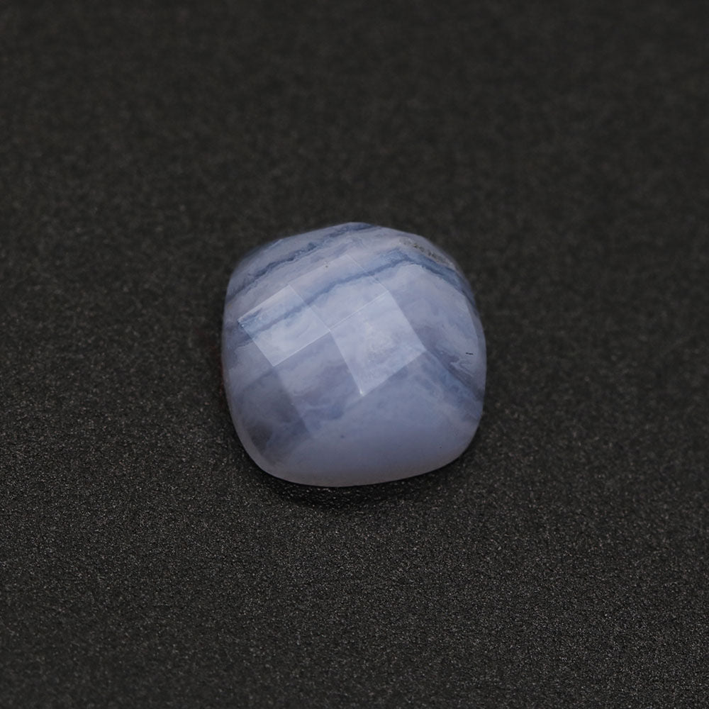 Blue Lace Agate Checker Cut Cushion Faceted Cab