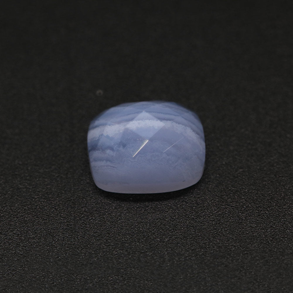 Blue Lace Agate Checker Cutting  Elongated Cushion Faceted Cab