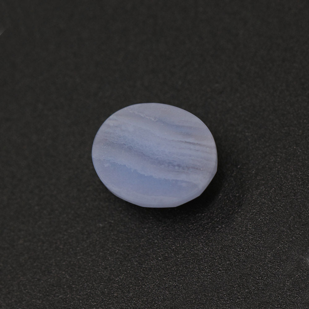 Blue Lace Agate Checker Cut Round Faceted Cab