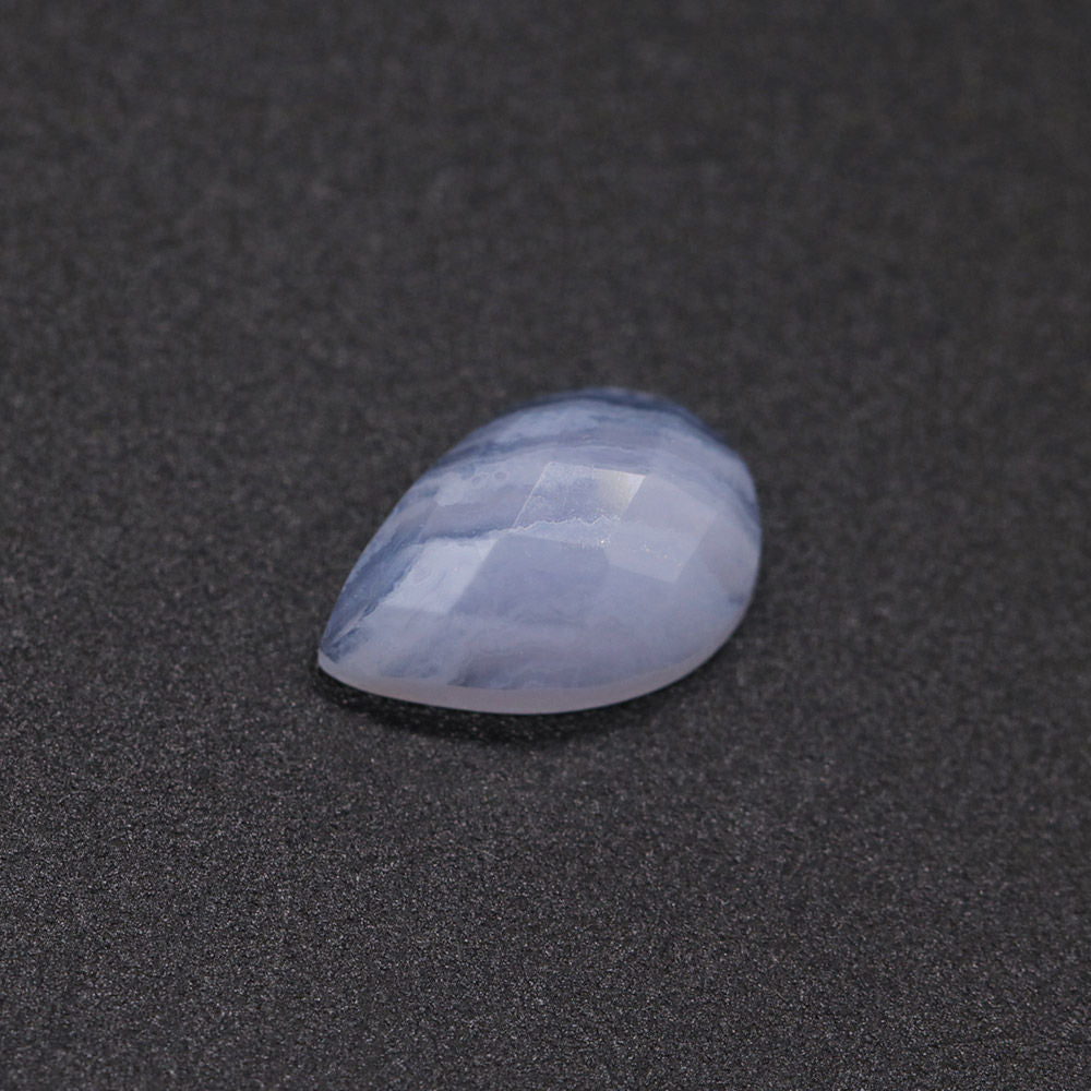 Blue Lace Agate Checker Cutting Pear Faceted Cab