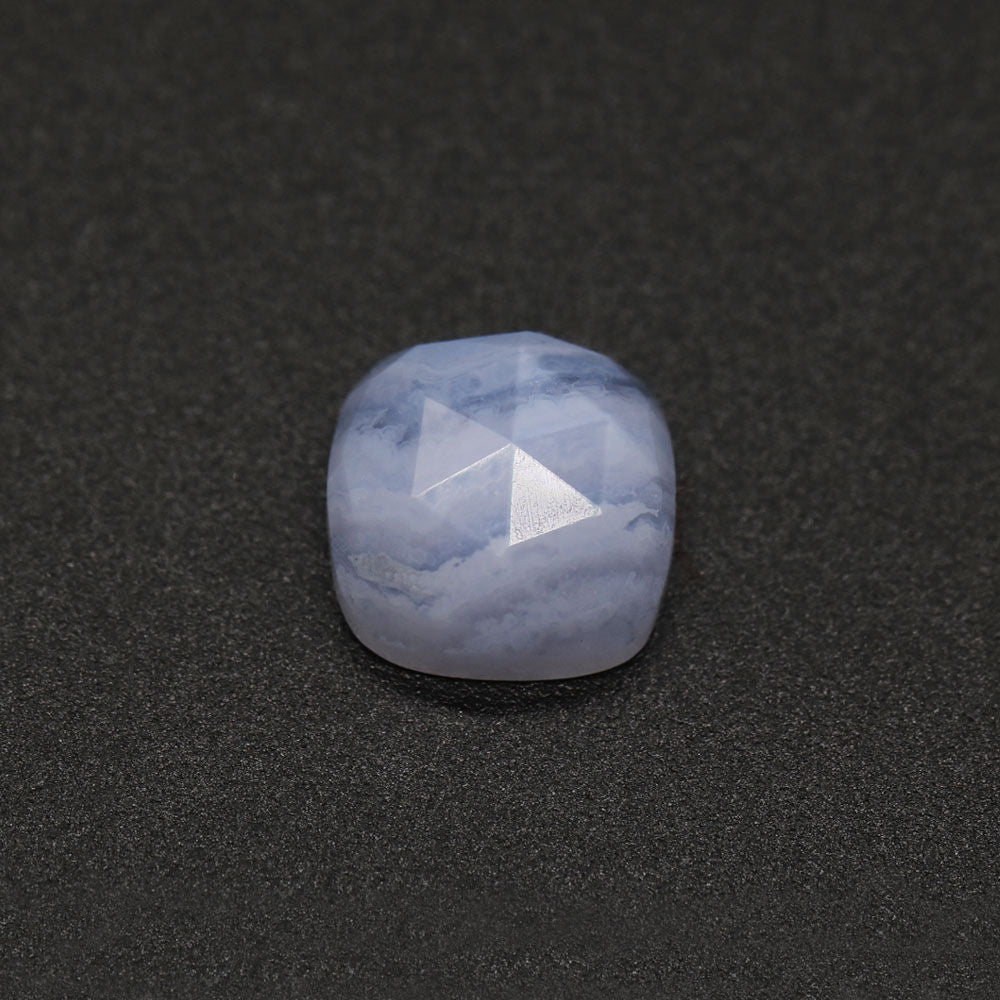 Blue Lace Agate Rose Cut Cushion Faceted Cab