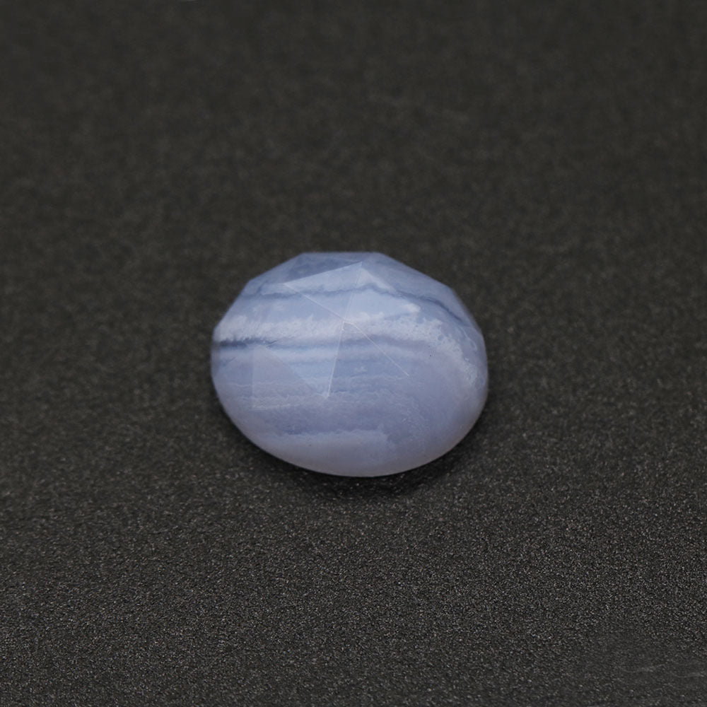Blue Lace Agate Checker Cut Oval Faceted Cab