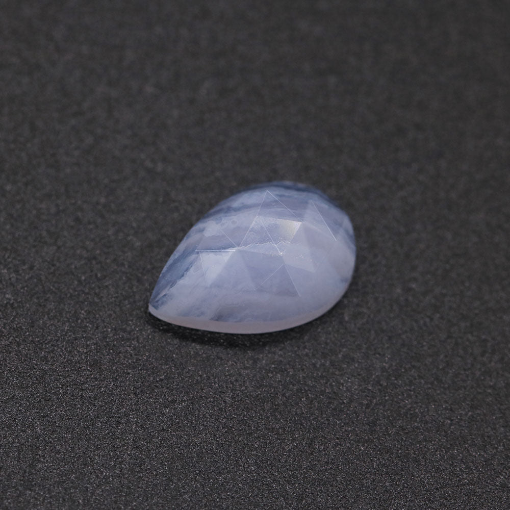 Blue Lace Agate Rose Cutting Pear Faceted Cab