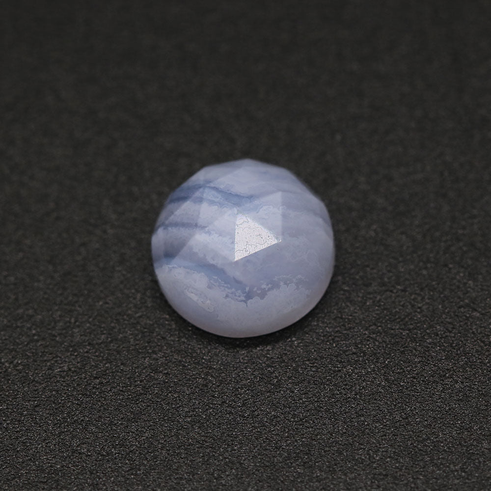 Blue Lace Agate Rose Cut Round Faceted Cab