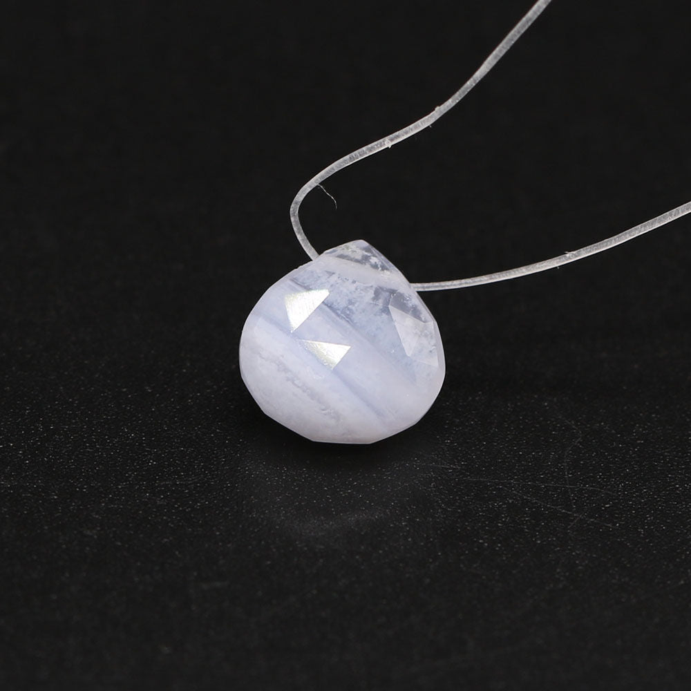 Blue Lace Agate Heart Shape Briolette (Tabeez) (Side Drill)