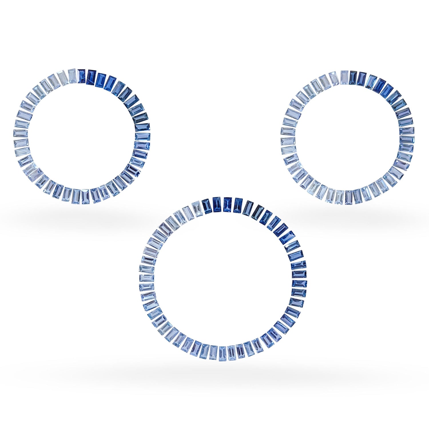 Natural Blue Sapphire (Madagascar) (Heated) 4x2mm Baguette Faceted Set