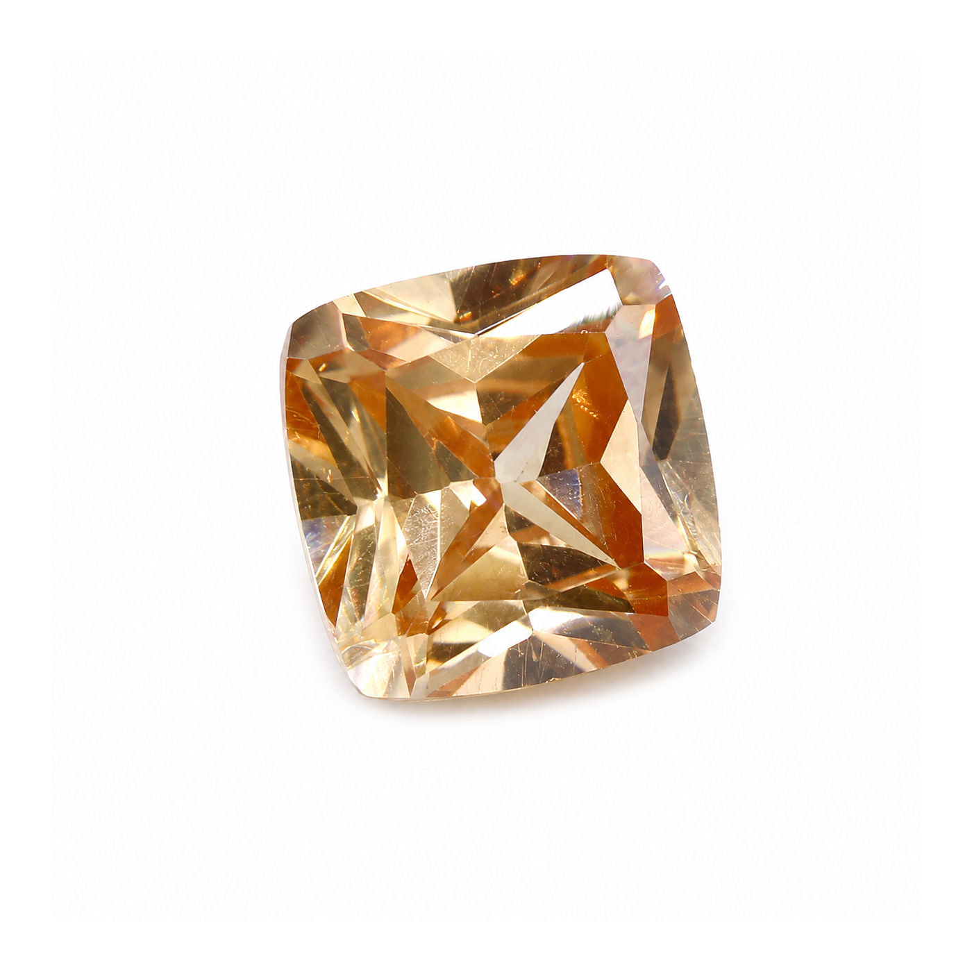 Cubic Zirconia (Champagne Color) Cushion Faceted