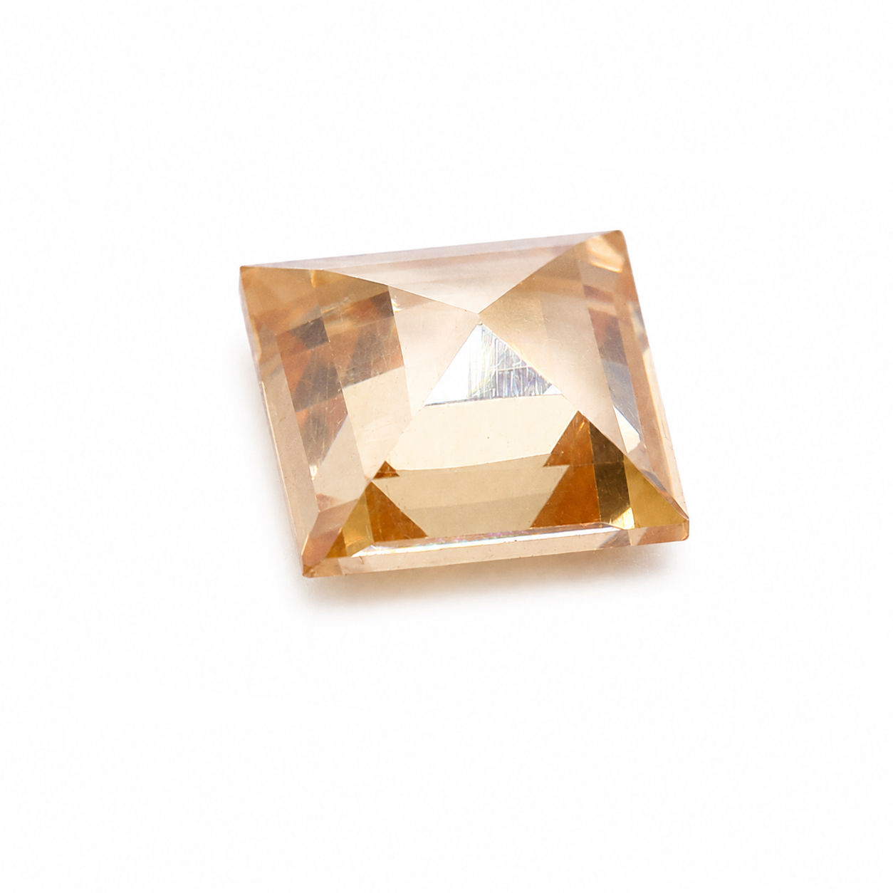 Cubic Zirconia (Champagne Color) Square Faceted